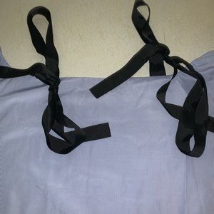 Blue and white off the shoulder shirt